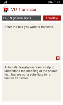 VU Translator Screenshot Image