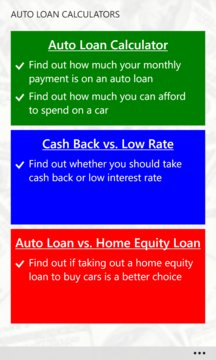 Auto Loan Calcs Screenshot Image