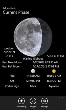 Moon Info Screenshot Image