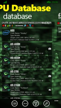 CPU Database Screenshot Image