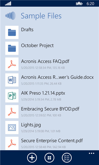 Acronis Access Screenshot Image