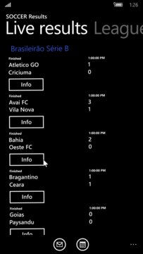 Soccer Results Screenshot Image