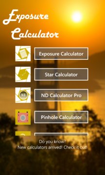 Exposure Calculator * Screenshot Image