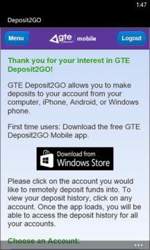 Deposit2GO Screenshot Image