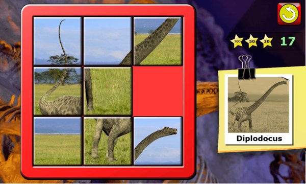Kids Dinosaur Rex Slide Puzzle 15 Mystic sqaures Screenshot Image