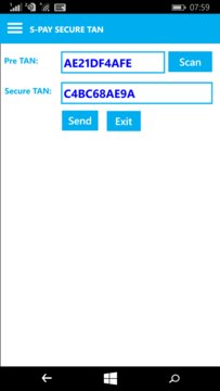 S-PAY Secure TAN Screenshot Image