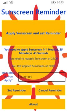 Sunscreen Reminder Screenshot Image