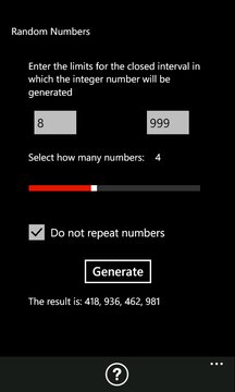 Random Numbers Screenshot Image