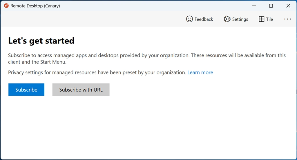 Azure Virtual Desktop Client Screenshot Image #1