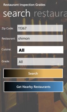 NY Restaurant Grades Screenshot Image