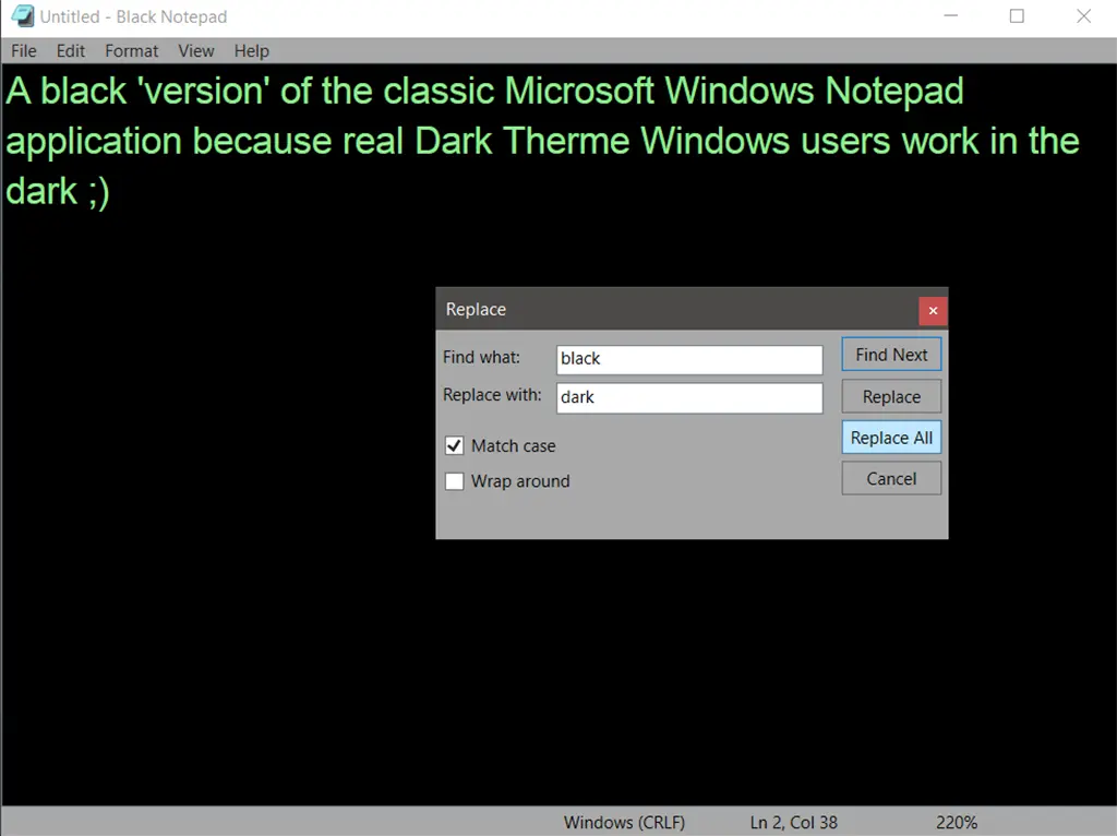 Black Notepad Screenshot Image #1