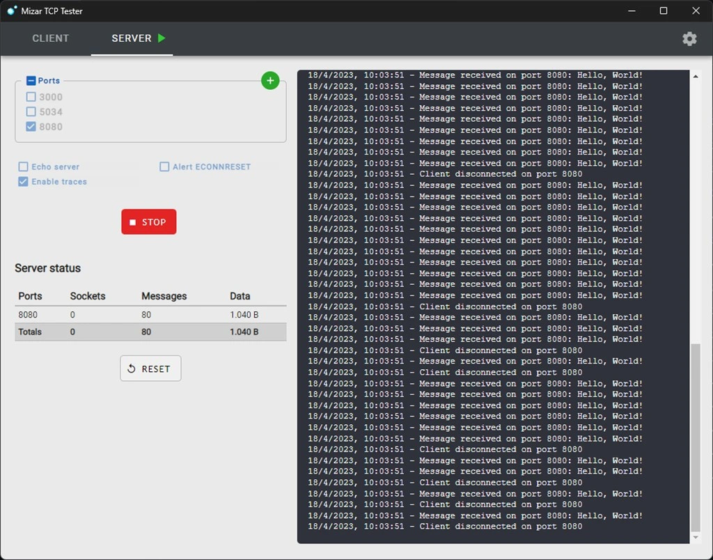 Mizar TCP Tester Screenshot Image #4