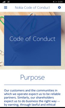 Nokia Code of Conduct Screenshot Image