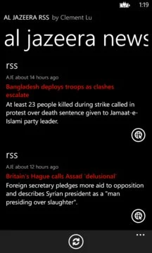 Al Jazeera RSS Screenshot Image