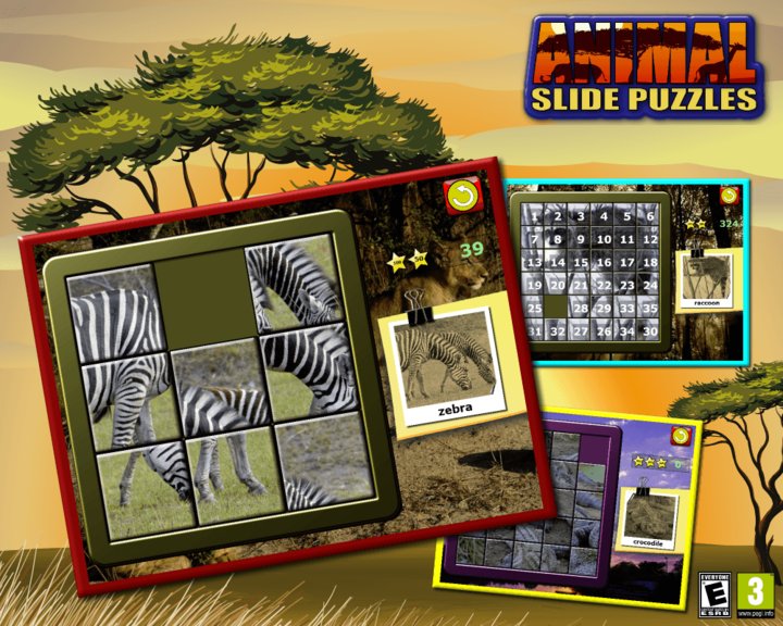 Kids Animal Slide Puzzle 15 Mystic squares game Image