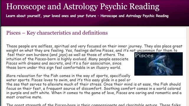Pisces Astrology and Horoscope Screenshot Image