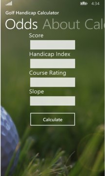 Golf Handicap Calculator Screenshot Image