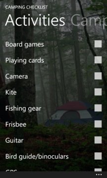 Camping CheckList Screenshot Image