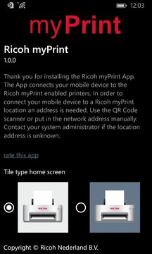 Ricoh myPrint Screenshot Image