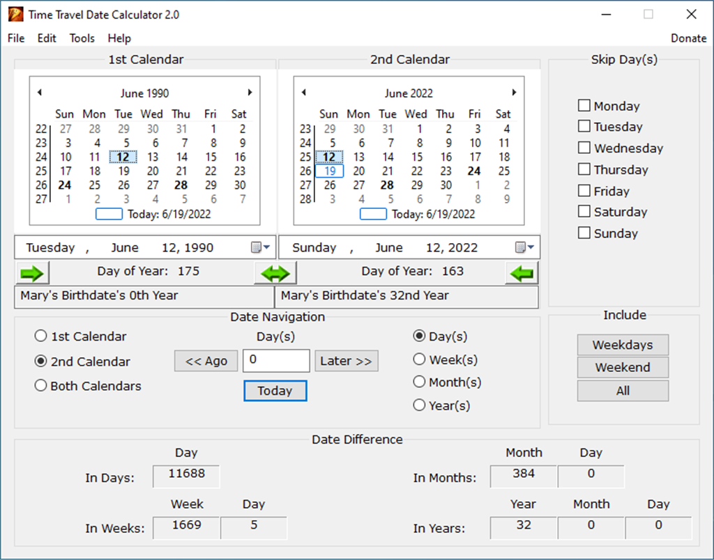 Time Travel Date Calculator Screenshot Image #2