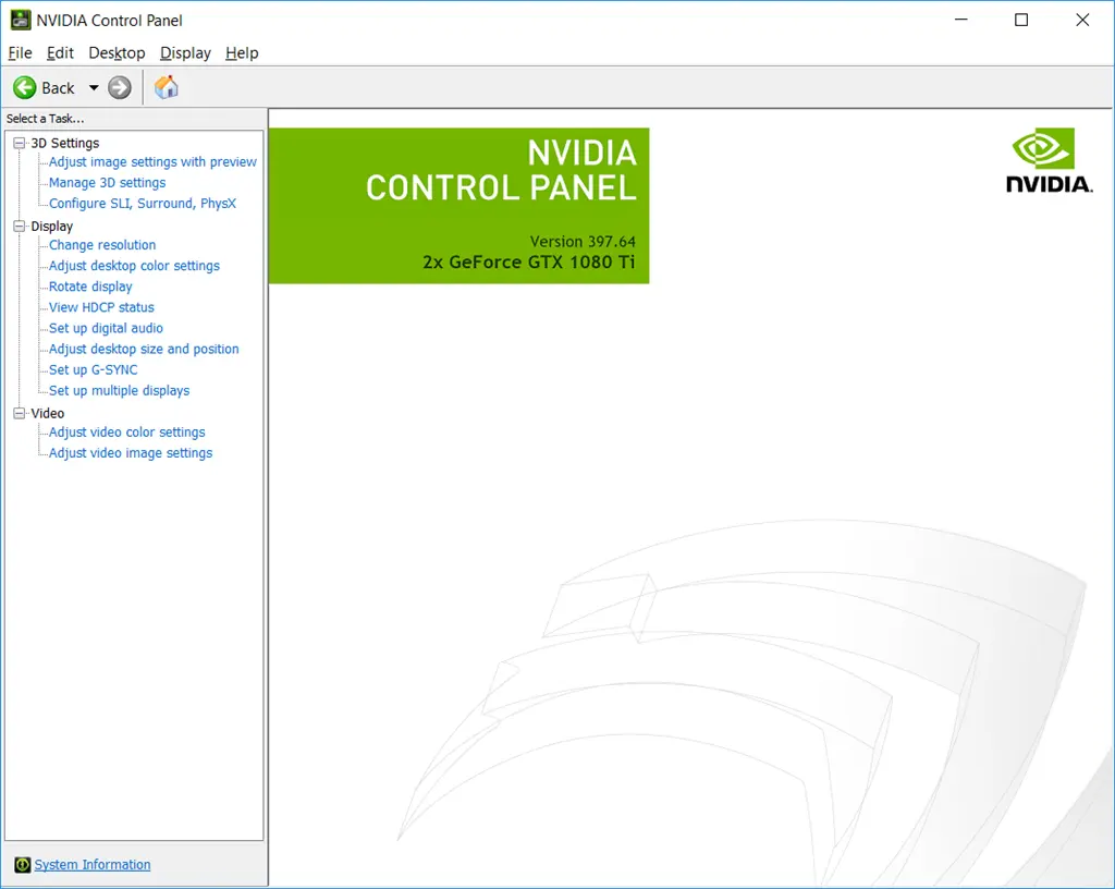Nvidia Control Panel Screenshot Image