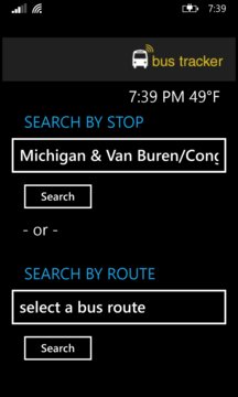 Chicago Bus Tracker Screenshot Image