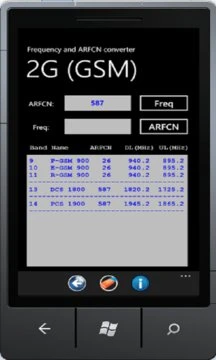 ARFCN Calculator Screenshot Image