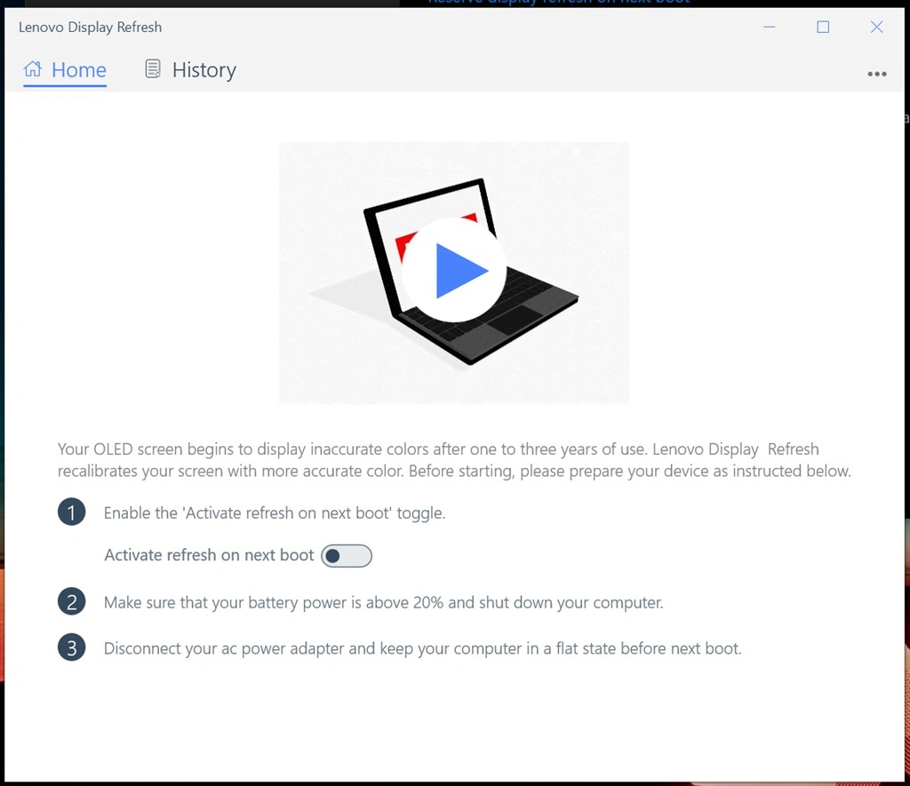 Lenovo Display Refresh Screenshot Image