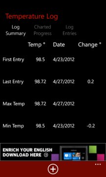 Temperature Log Screenshot Image