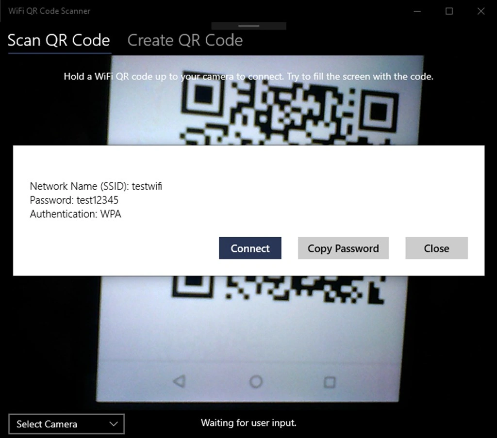 WiFi QR Code Scanner Screenshot Image