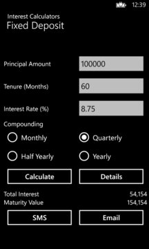 Fixed Deposit Calculator Screenshot Image