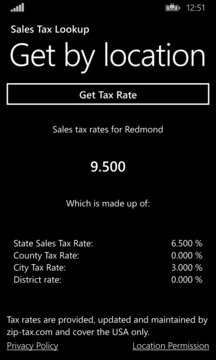 Sales Tax Lookup Screenshot Image