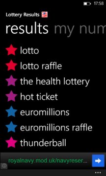 Lottery Results Screenshot Image
