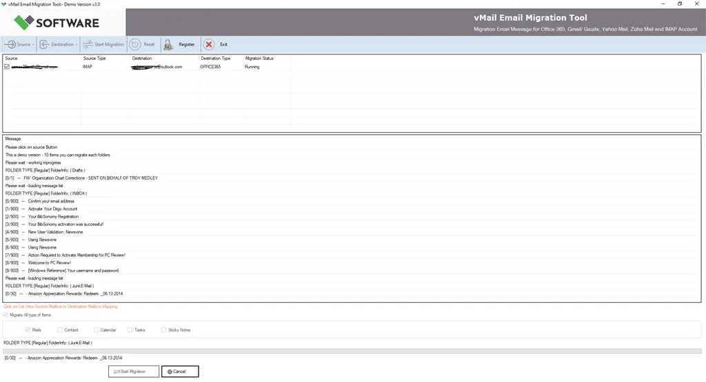 vMail Email Migration Tool Screenshot Image #3