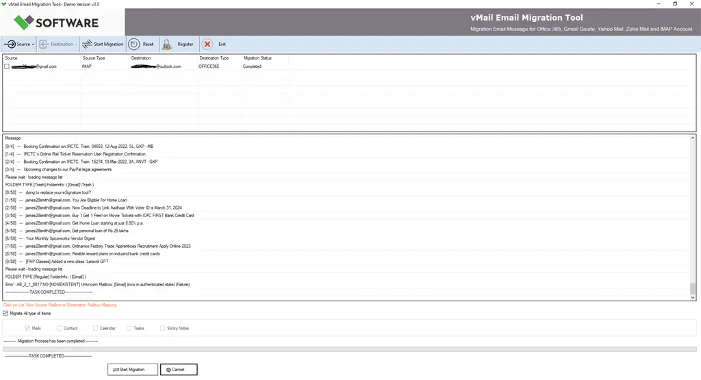 vMail Email Migration Tool Screenshot Image #4