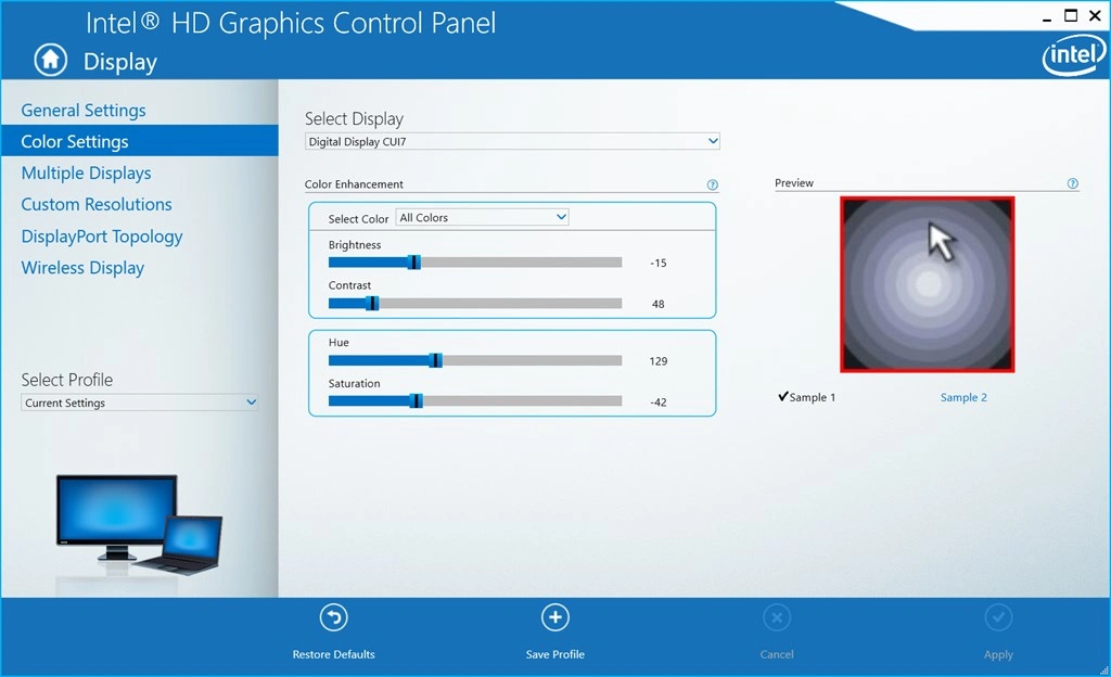 Intel® Graphics Control Panel Screenshot Image #2
