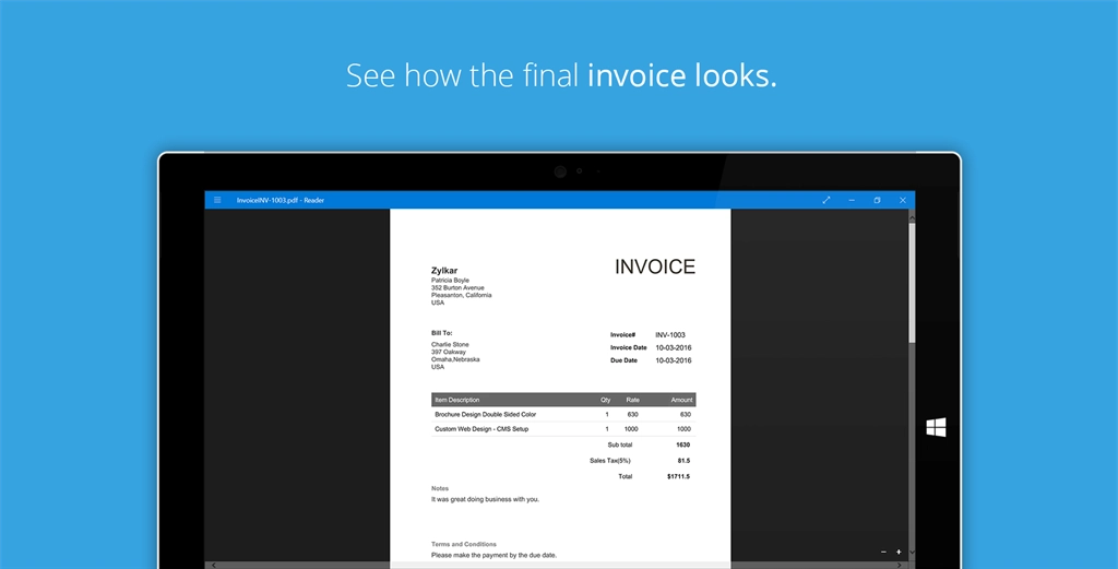Zoho Invoice Generator Screenshot Image #1