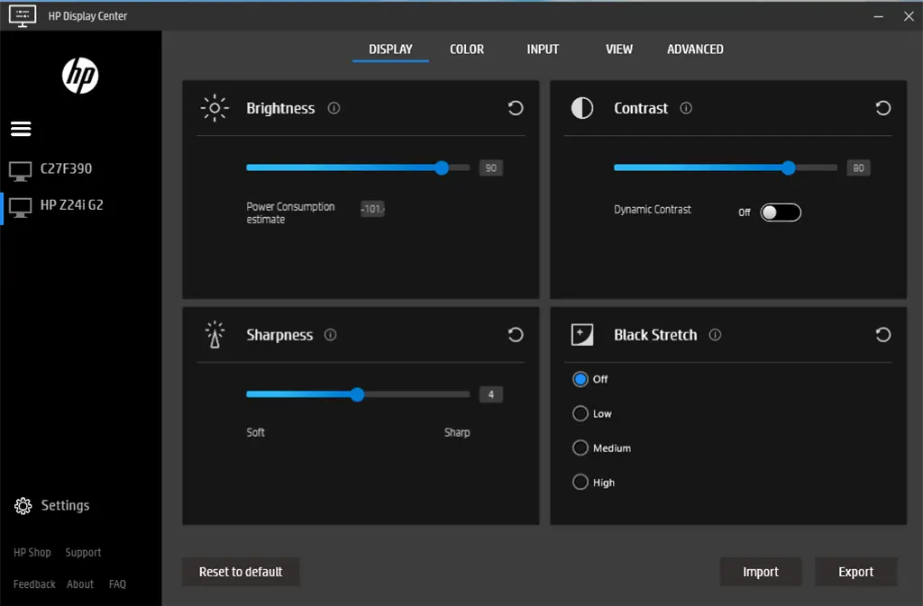 HP Display Center Screenshot Image