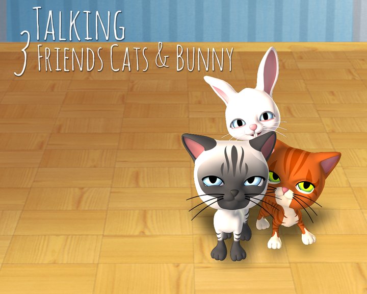Talking 3 Friends Cats and Bunny Image