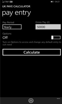 UK PAYE Calculator Screenshot Image