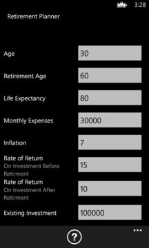 Retirement Planner Screenshot Image