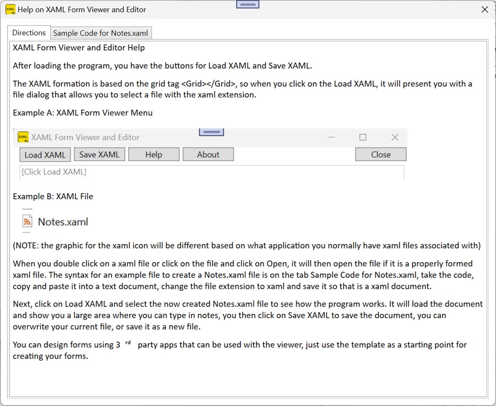 XAML Form Viewer and Editor Screenshot Image