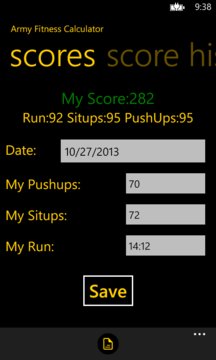 Army Fitness Calculator Screenshot Image