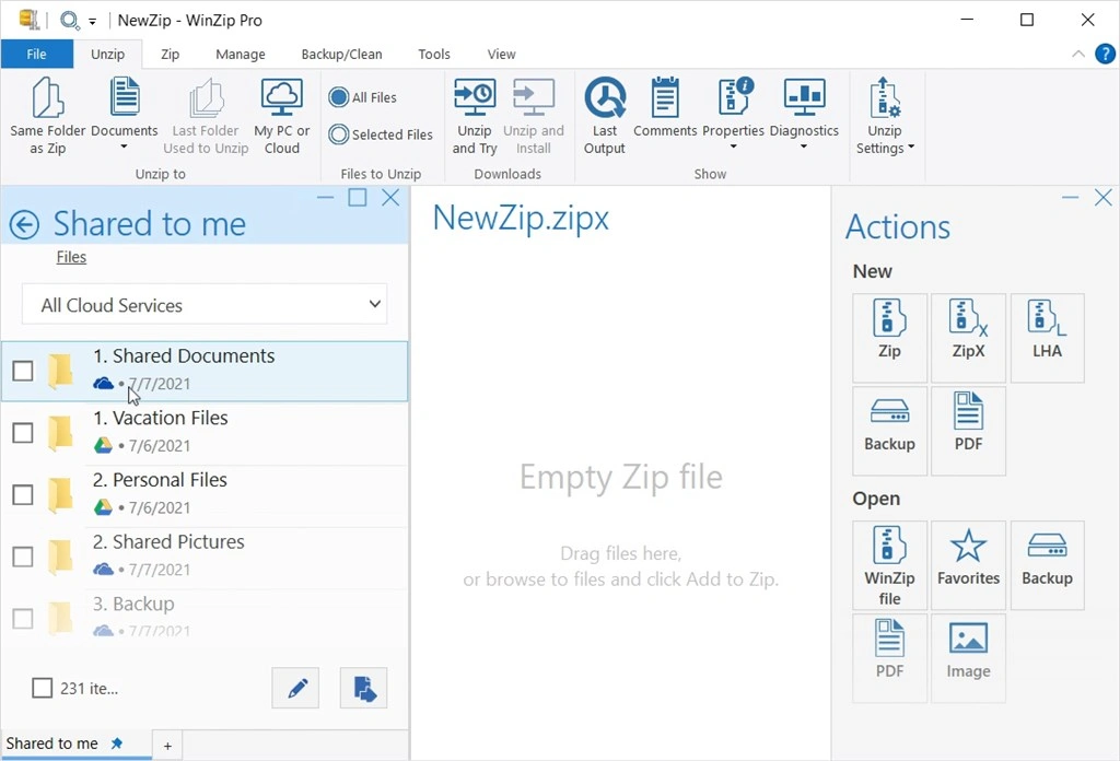 WinZip Microsoft Store Edition Screenshot Image