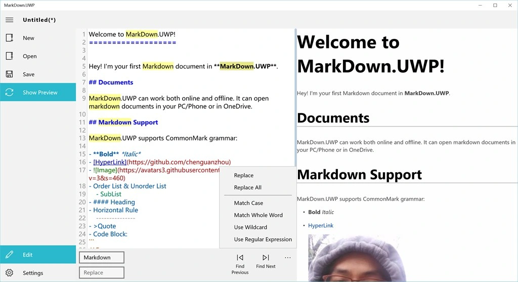 MarkDown.UWP Screenshot Image #3