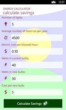 Energy Calculator Screenshot Image