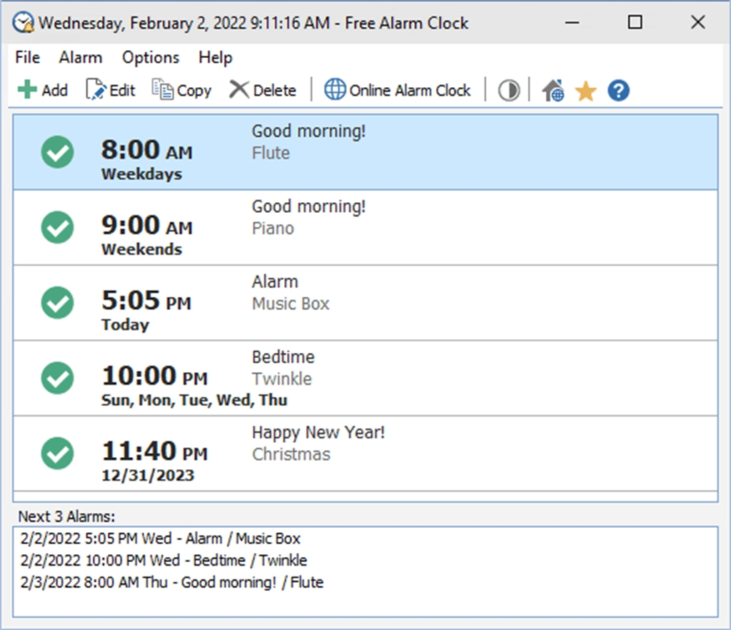 Free Alarm Clock Screenshot Image
