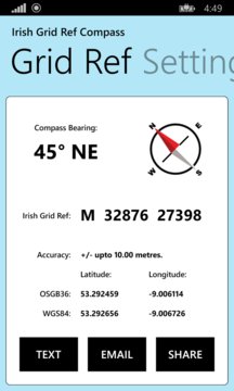 Irish Grid Ref Compass Screenshot Image