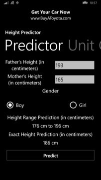 Height Predictor Screenshot Image