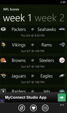 NFL Scores & Alerts Screenshot Image